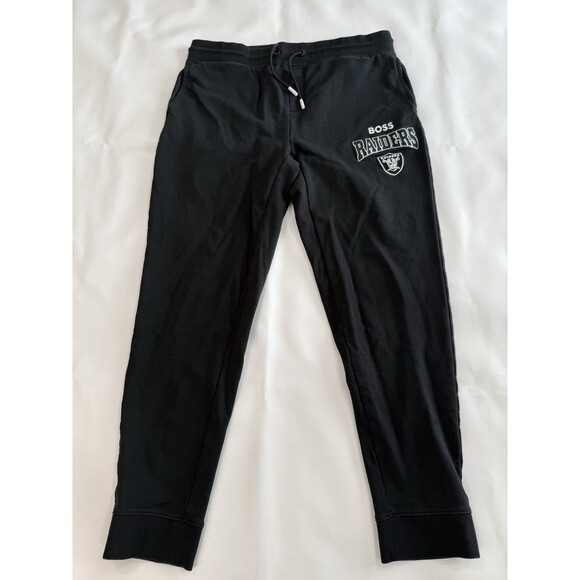 BOSS NFL Raiders Mens Size XL Black Team Sweat Pants Joggers Black Excellent e